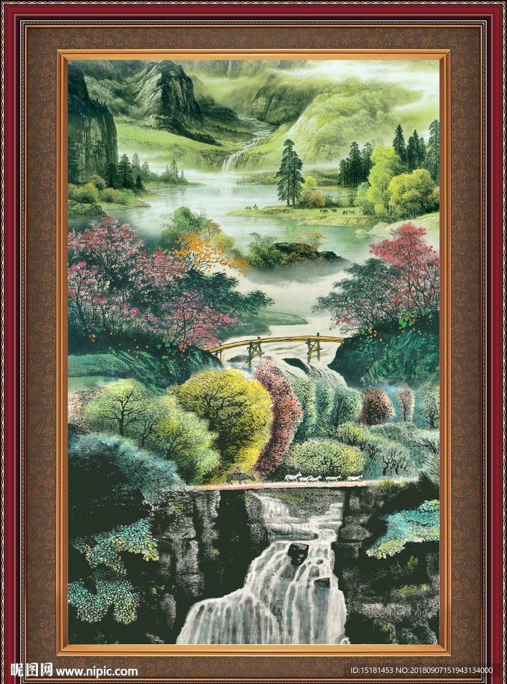 竖幅国画山水