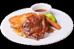 鸡扒拼肉眼扒配黑椒肠港式美食元