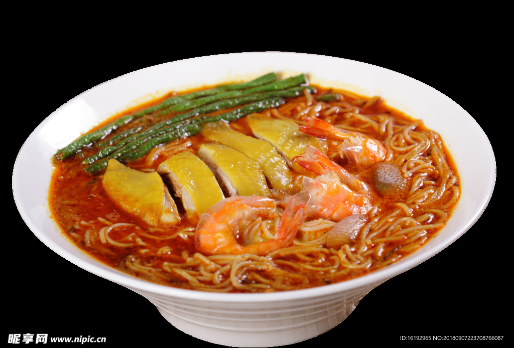 新加坡叻沙鸡肉海鲜面美食素材