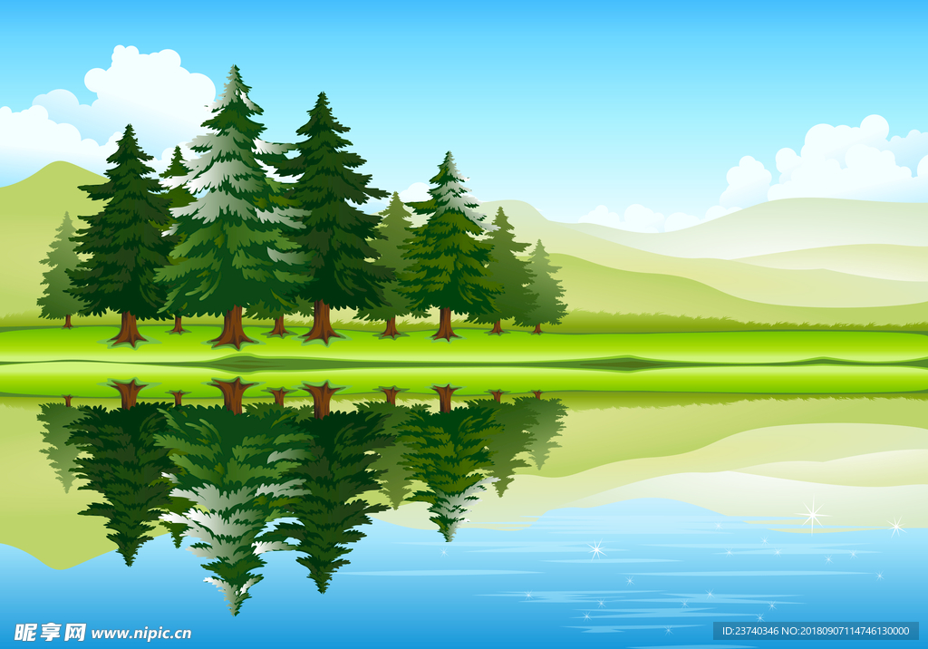 卡通矢量自然风景