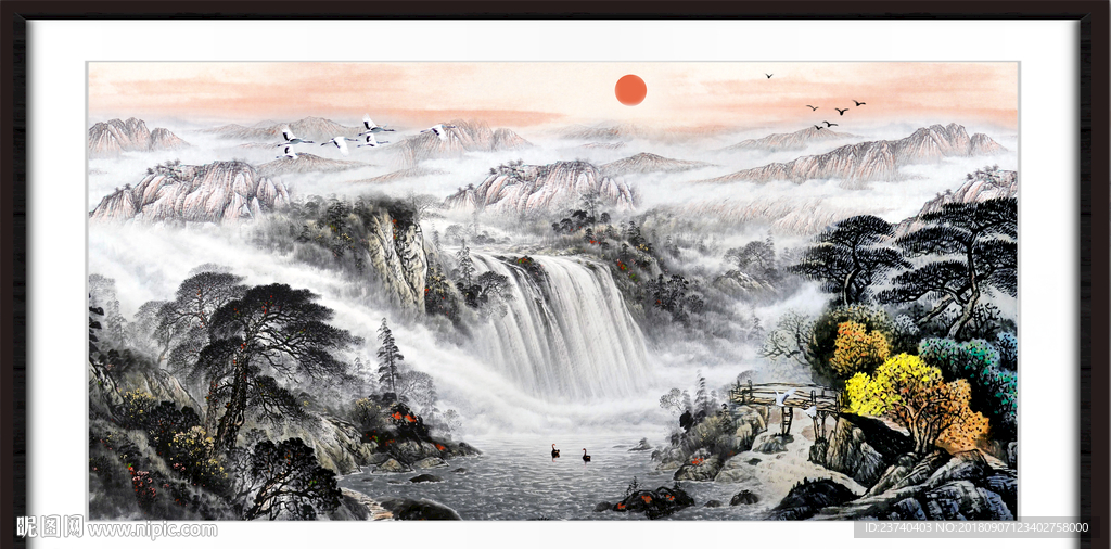 泰山国画山水