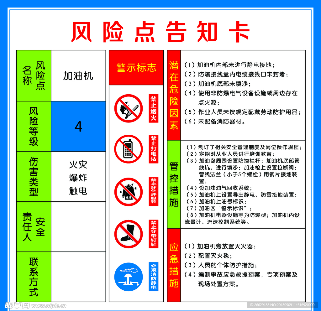 加油站风险点告知卡