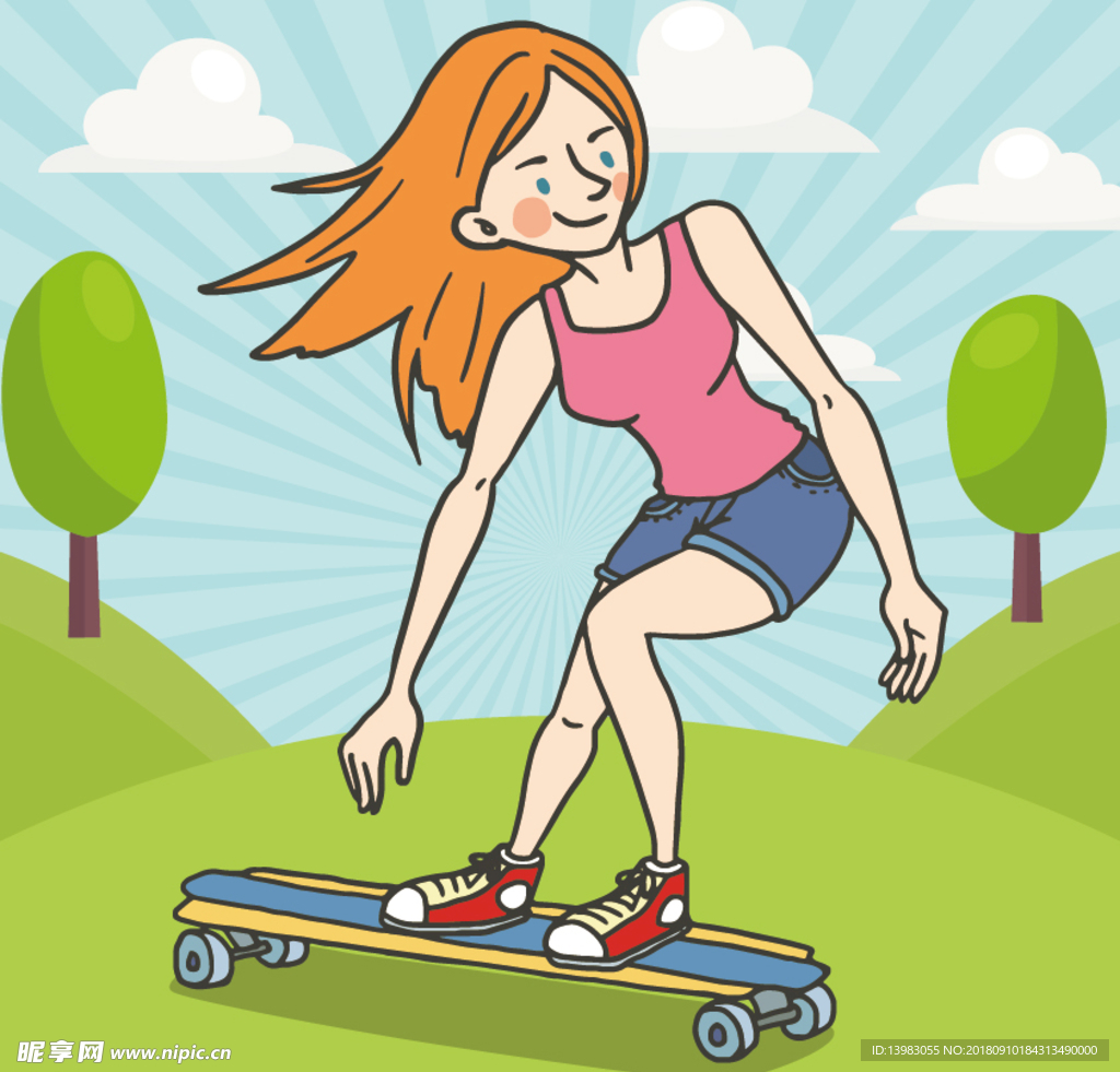 玩滑板的女子