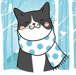 冬季涂鸦卡通风格画黑猫