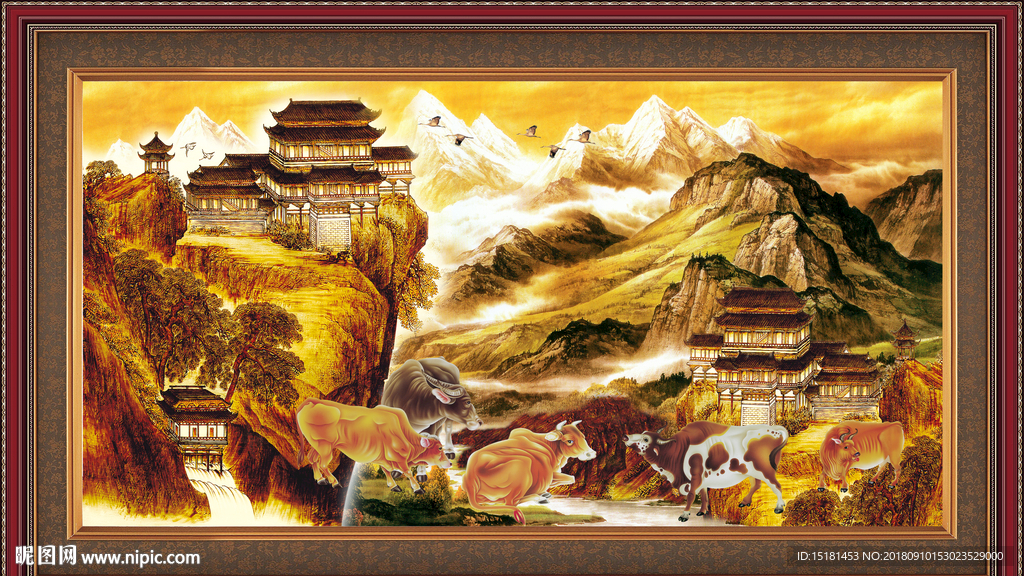 山水风景壁画