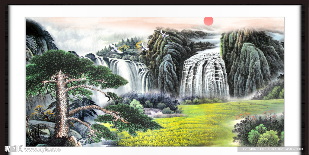 山水瀑布