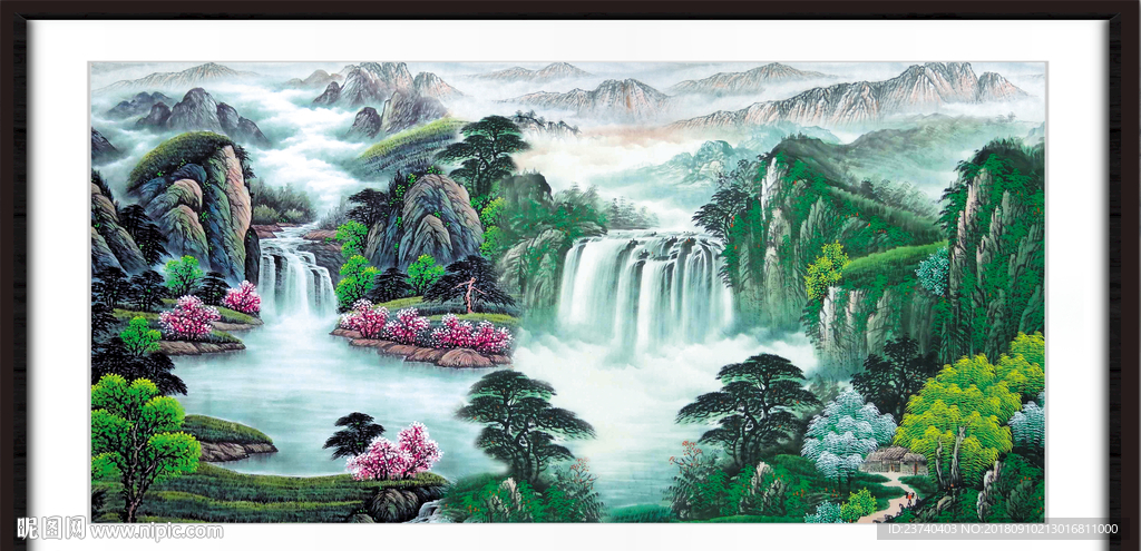 山水瀑布