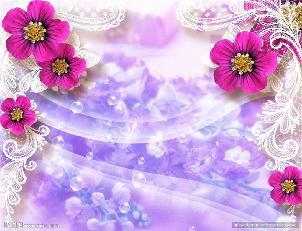 奢华紫色背景珠宝花紫色背景墙