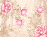 3d欧式花粉色玫瑰罗马柱背景墙