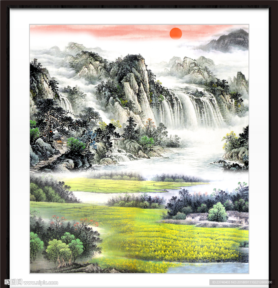 山水瀑布