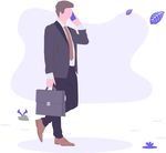 矢量彩色卡通商务人士打电话