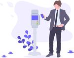 矢量卡通商务人士移动支付插画