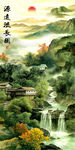 青山绿水源远流长中式水墨山水创