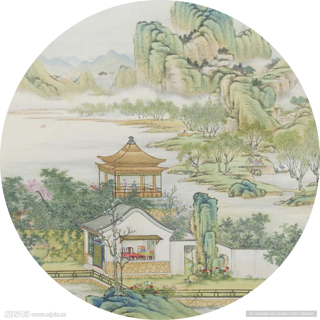 圆形装饰画 新中式装饰画 餐厅