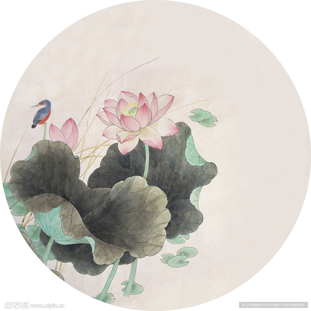 圆形装饰画 新中式装饰画 餐厅