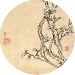 圆形装饰画 新中式装饰画 餐厅