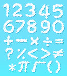 云数字体和数学图标
