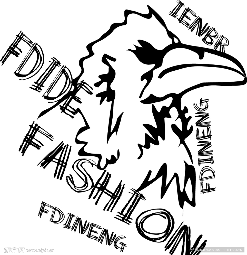 创意鹰头 字母 图案