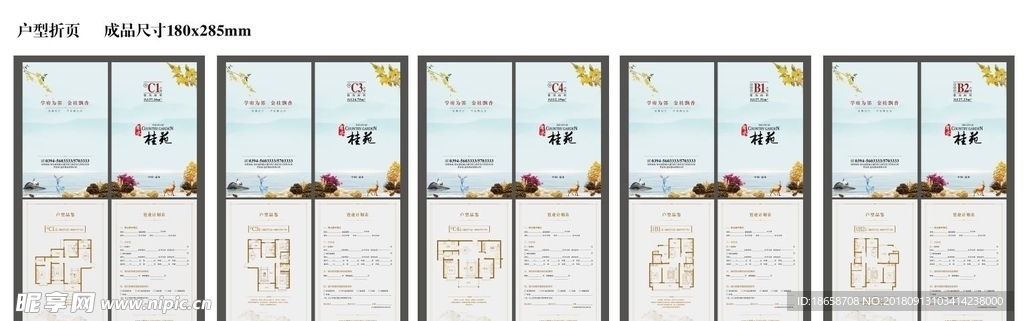 中式  房地产   户型折页