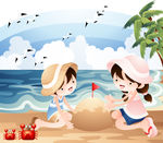 海边卡通儿童