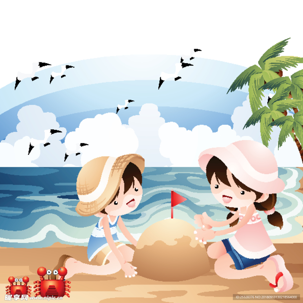 海边卡通儿童
