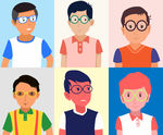 手绘戴眼镜的男人插画设计AI