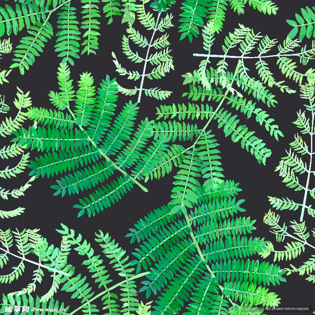 热带植物印花图案