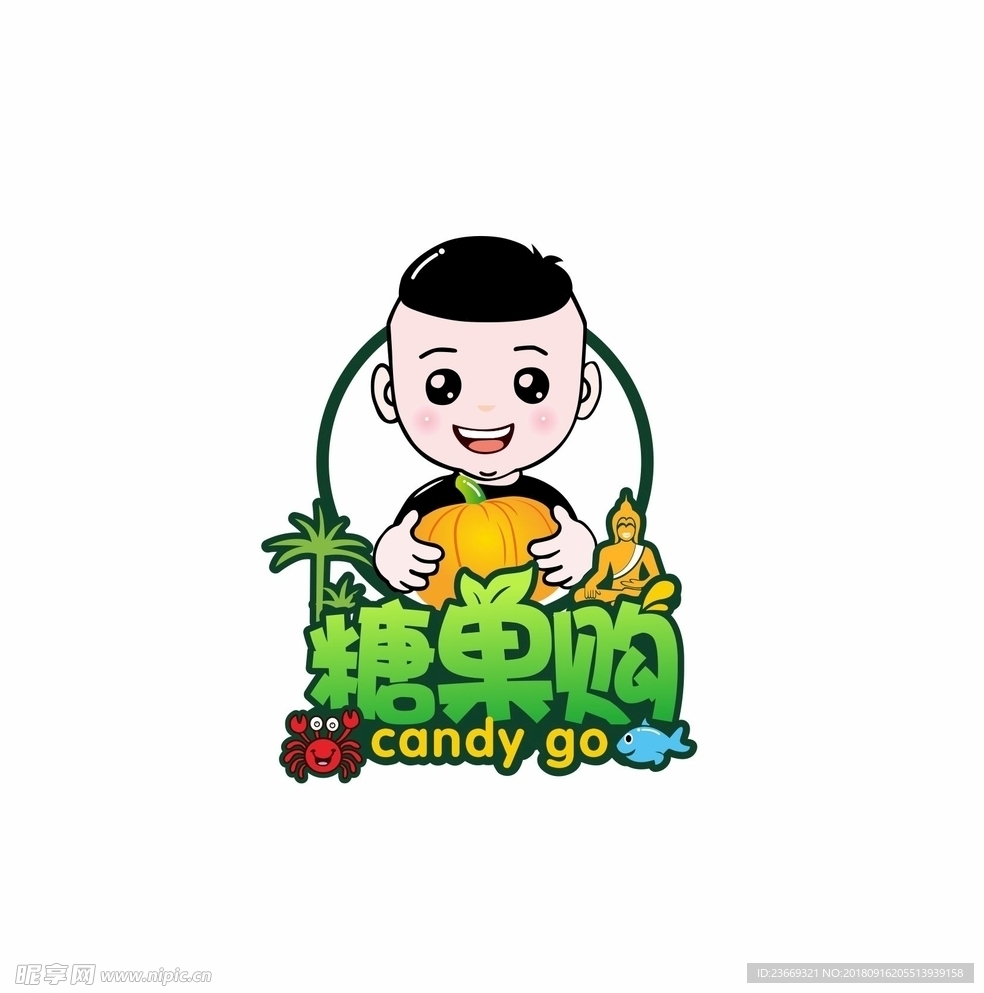 卡通人  水果标志