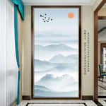 新中式水墨山水玄关背景墙装饰画