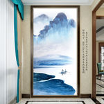 新中式水墨山水玄关背景墙装饰画