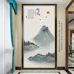 新中式水墨山水玄关背景墙装饰画