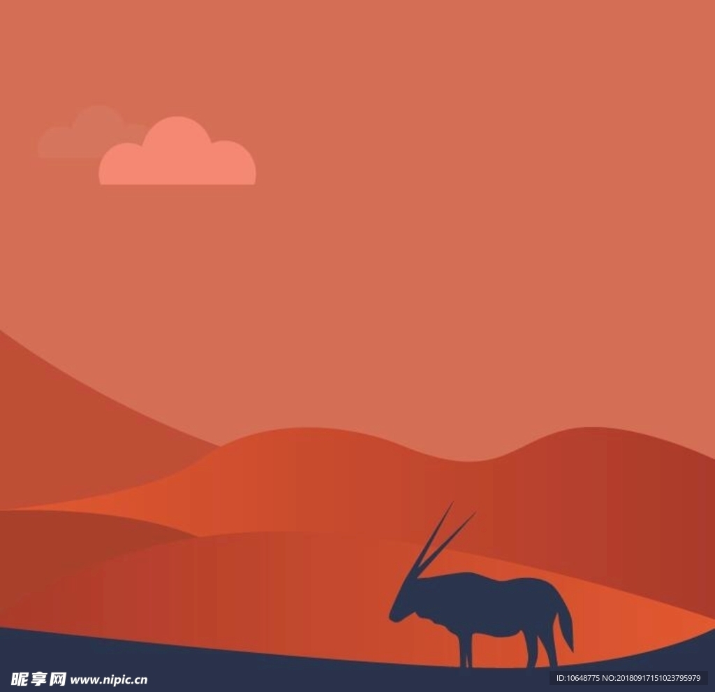 矢量插画 沙漠插画 风景