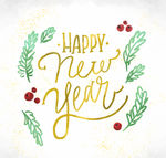 彩绘新年快乐艺术字矢量素材