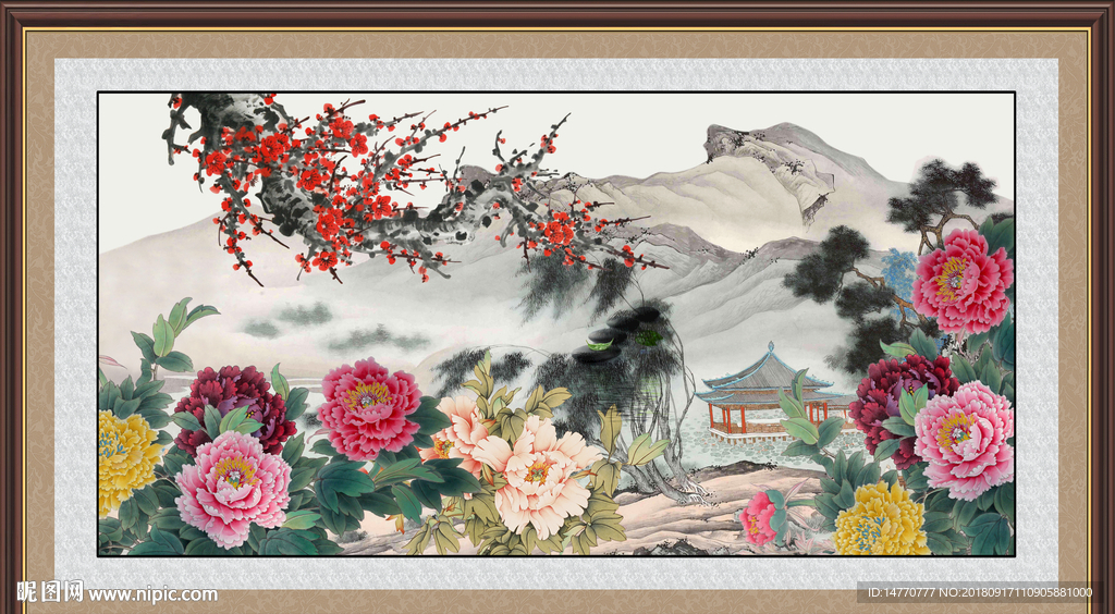 国画梅花 红梅