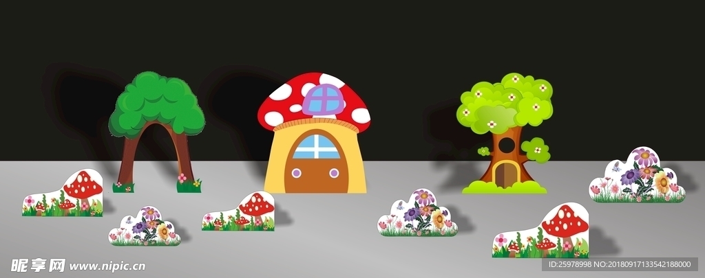 蘑菇房子  卡通舞台设计