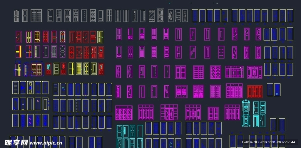 单扇门 CAD图块 门底纹