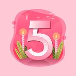 矢量卡通时尚立体质感数字5