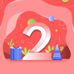 矢量卡通时尚立体质感数字2