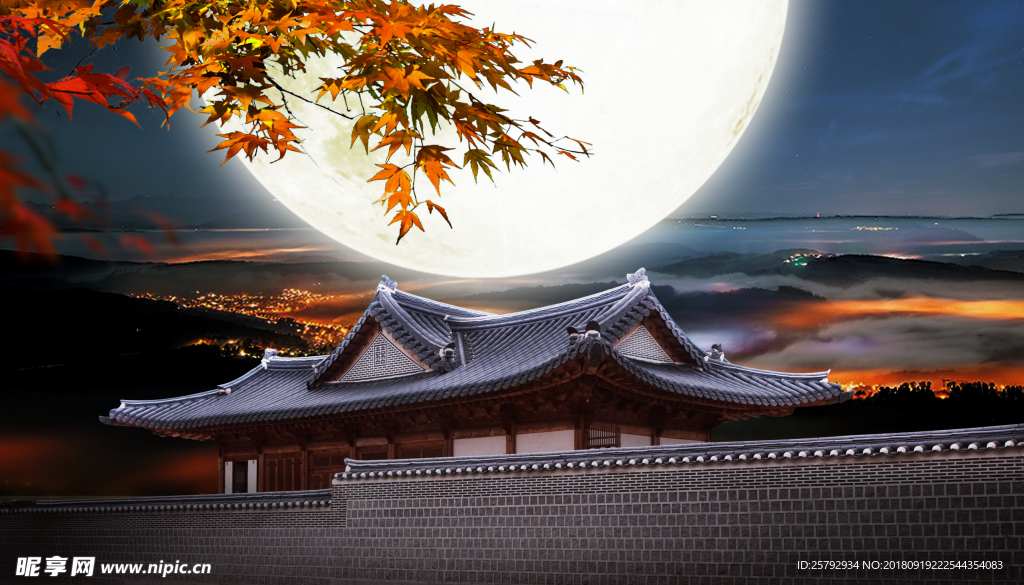 中秋背景创意和成图片