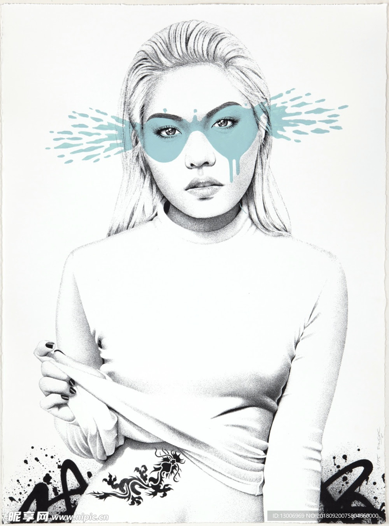 手绘美女插画