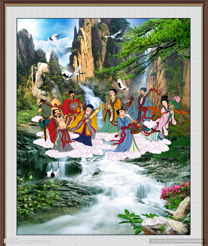 八仙过海 腾云驾雾 祝寿图