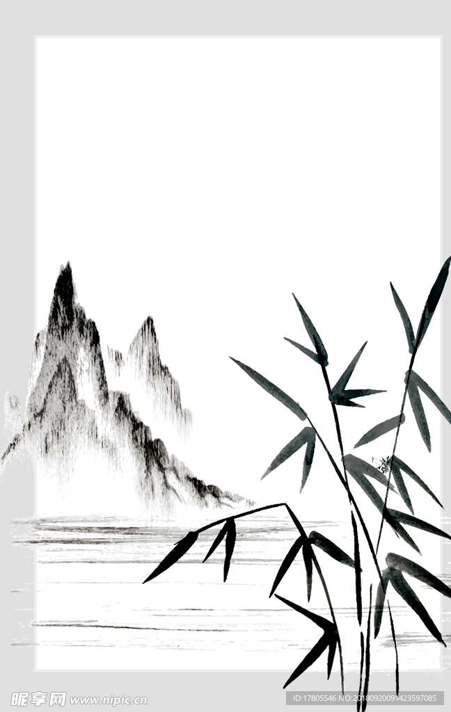 中式海报背景 竹子素材