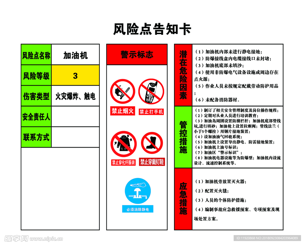 加油站风险告知卡