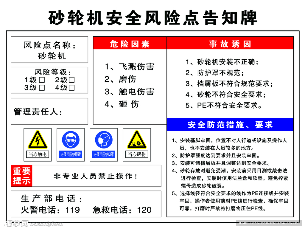 砂轮机安全风险点告知牌