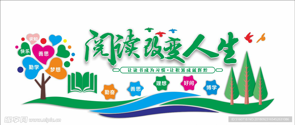 树木 爱心 爱护 阅读改变人生
