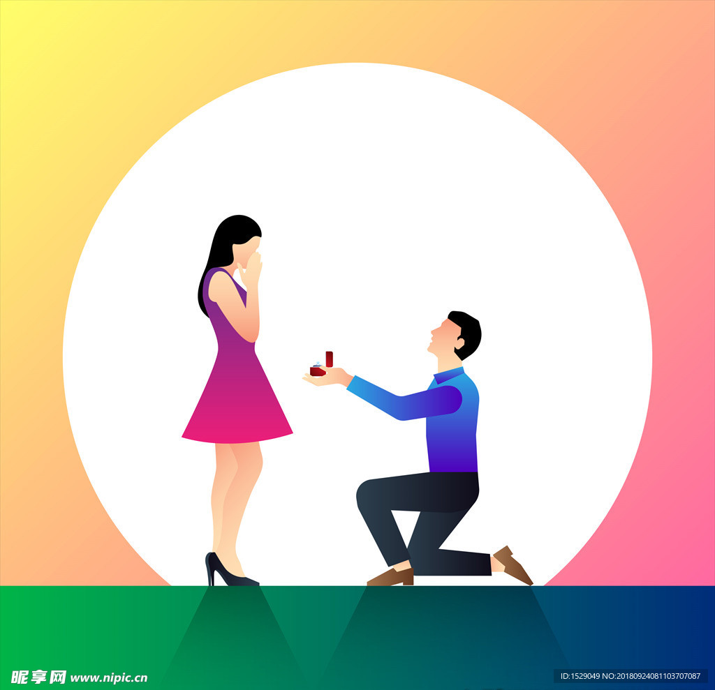 手绘情侣