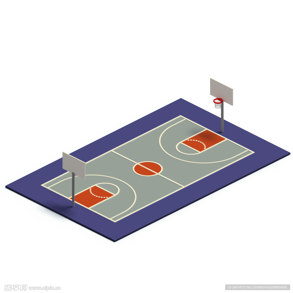 创意运动篮球场高端等轴3D