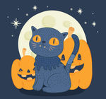 彩绘万圣夜猫咪和南瓜