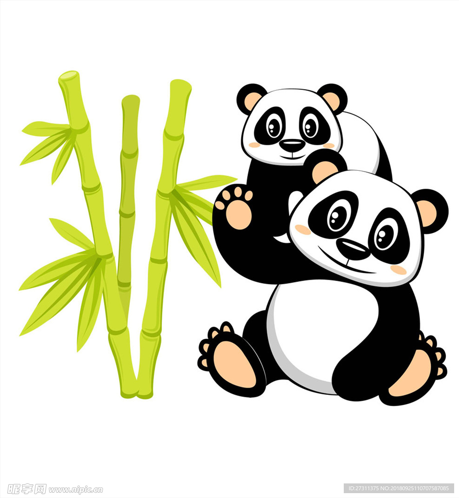卡通熊猫矢量图片