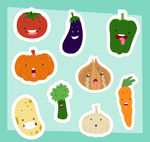 9款可爱表情蔬菜贴纸
